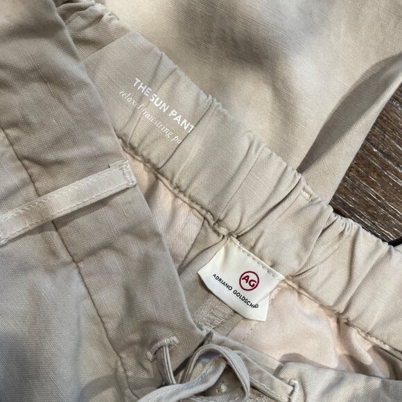 NWOT AG Adriano Goldschmied Men's M Sun Pant Relaxed Drawstring Cotton Linen - Picture 2 of 9